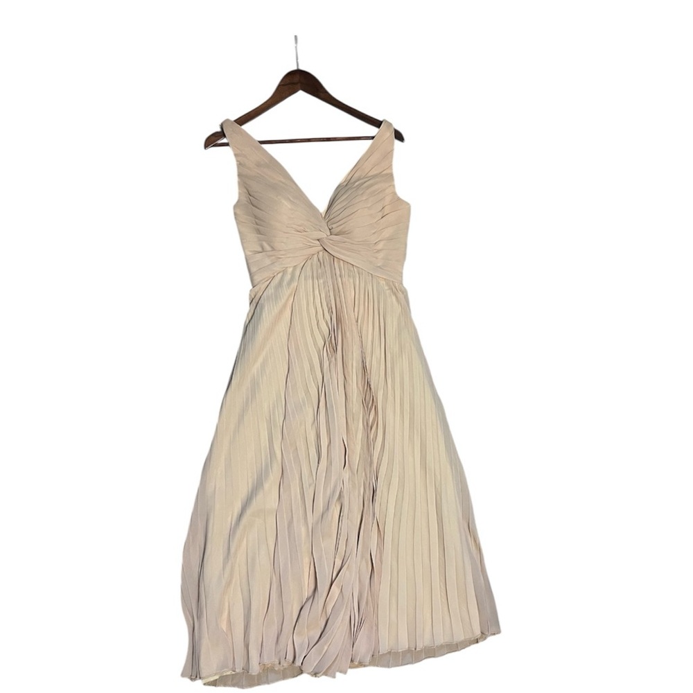 NWT Witness of Love Taupe Pleated Lace-Up Back Cocktail Dress Size 6